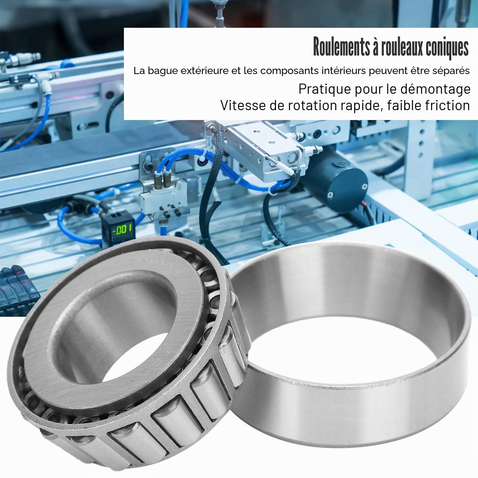 Lot de 4 roulements pour moyeu de roue de remorque avec essieux de 25 mm, roulements 32205, roulements rotatifs silencieux à haute vitesse et durables pour roulements à rouleaux coniques.