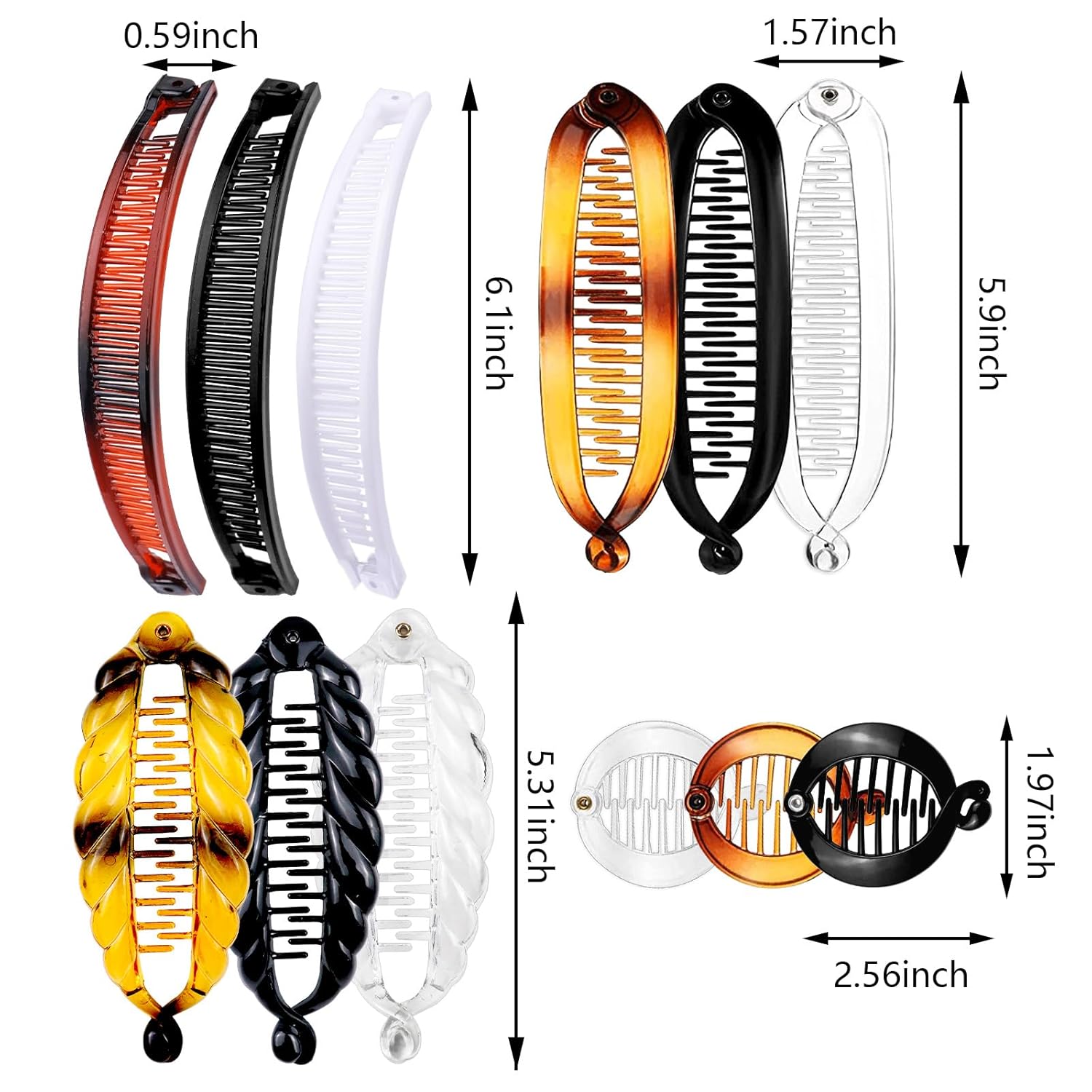 18 PCS Banana Hair Clips Classic Clincher Combs Fishtail Hair Clip Ponytail Hair Holder for Women Girls, 4 Styles - Image 2