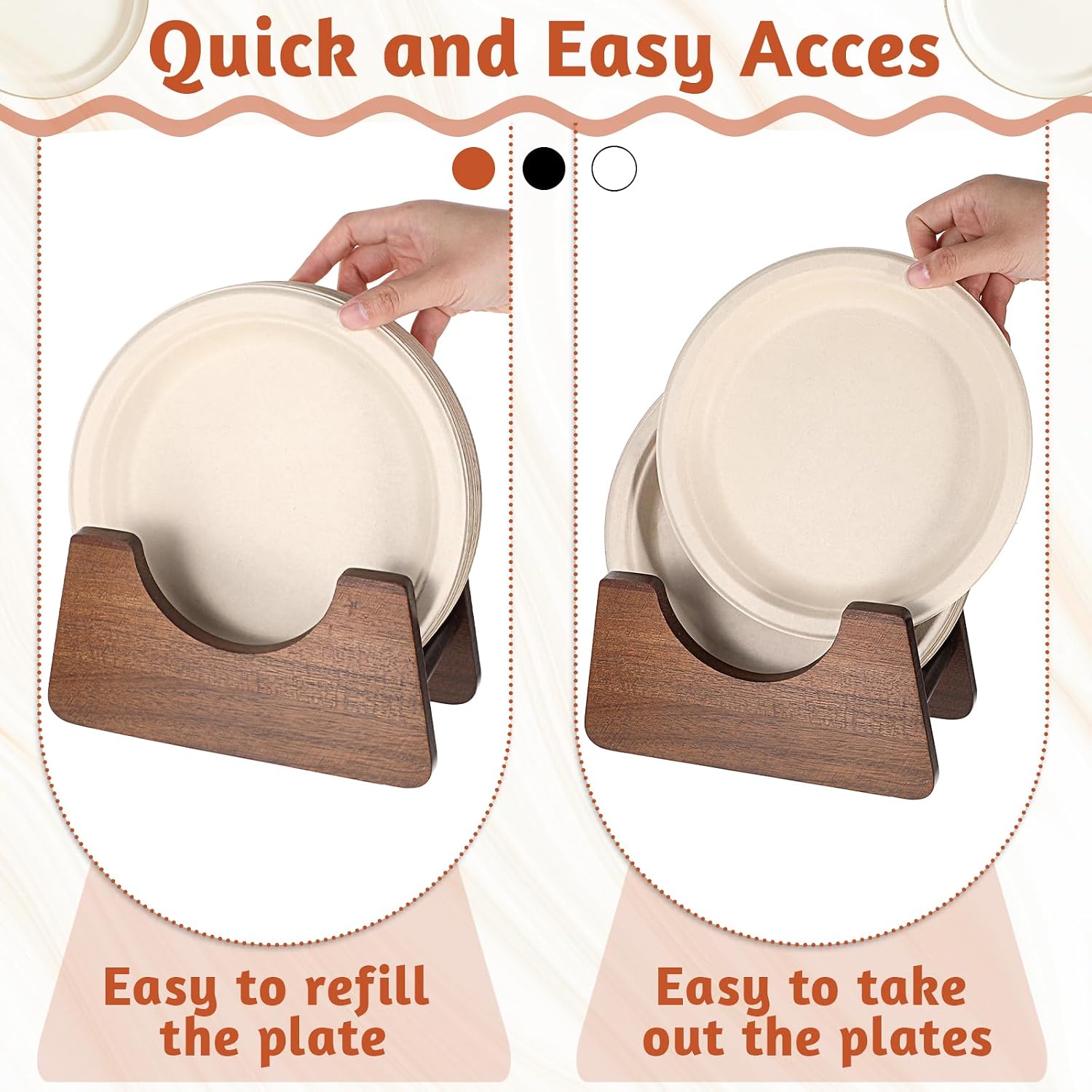 2 PCS Paper Plate Dispenser Countertop, Paper Plate Organizer