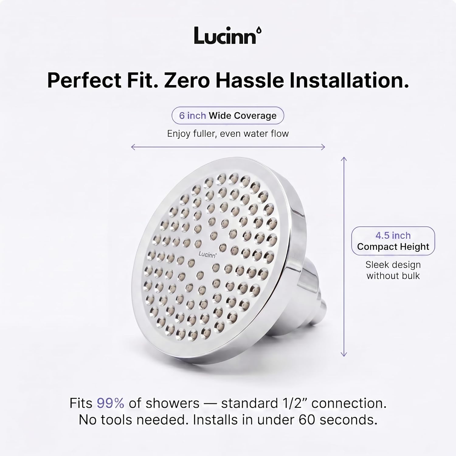 Lucinn Pro Filtered ShowerHead | Filtered Showerhead - Removes 99% Chlorine & Heavy Metals, Improves Hair & Skin, Easy Install, Includes 20-Stage Filter
