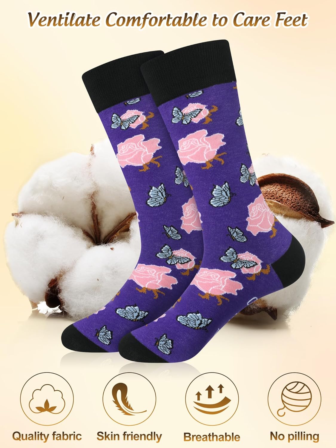 6 Pairs Grandma Socks for Mothers Day Gifts Funny Floral Cotton Crew Socks Best Grandma Ever Gifts from Grandkids Daughter Mom - Image 4