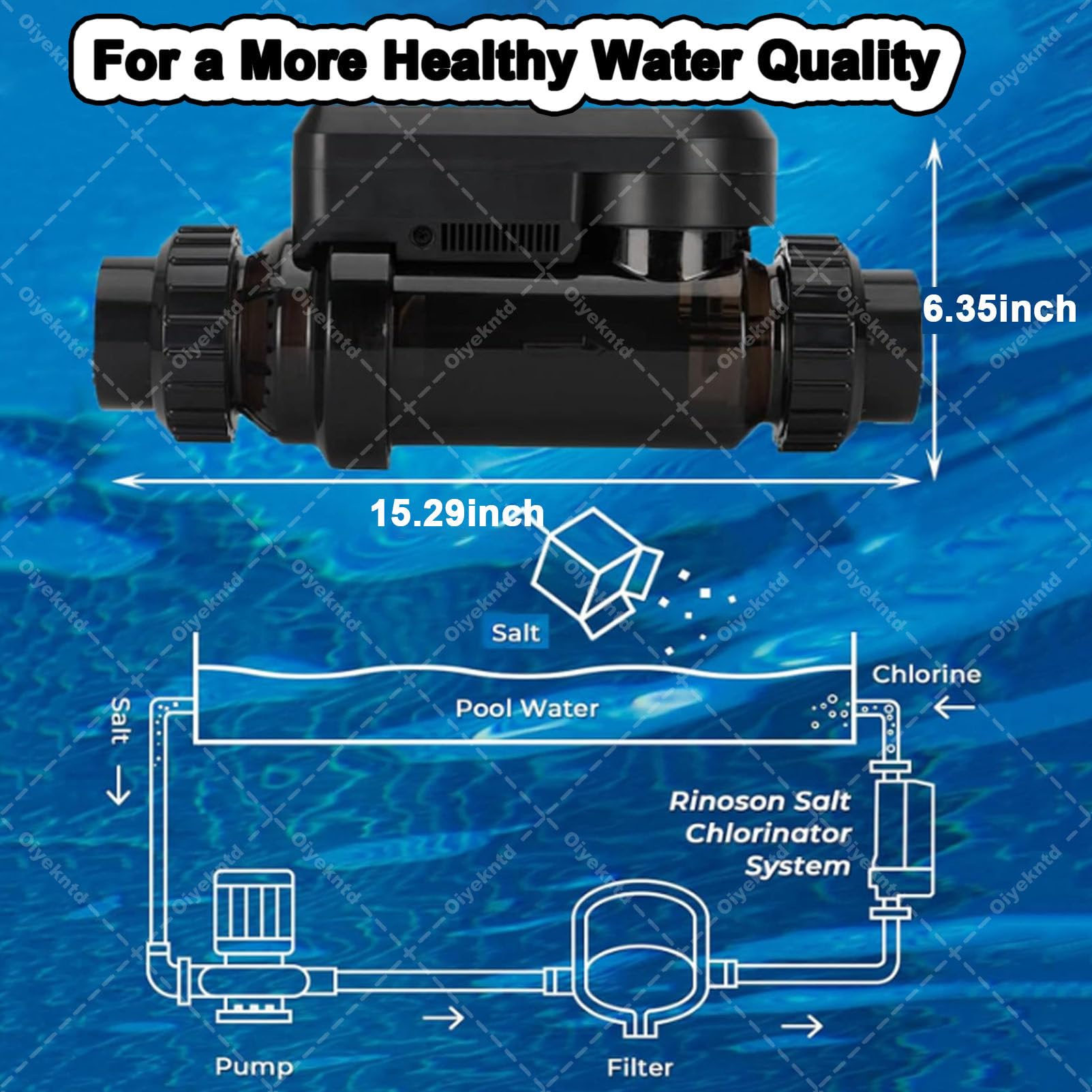 Sistemas di clorazione per Piscine ad Acqua salata, generatore di Cloro salino per Piscine interrate, sistemas per Piscine ad Acqua salata con Controllo App, generatore di Cloro salino 12g/h