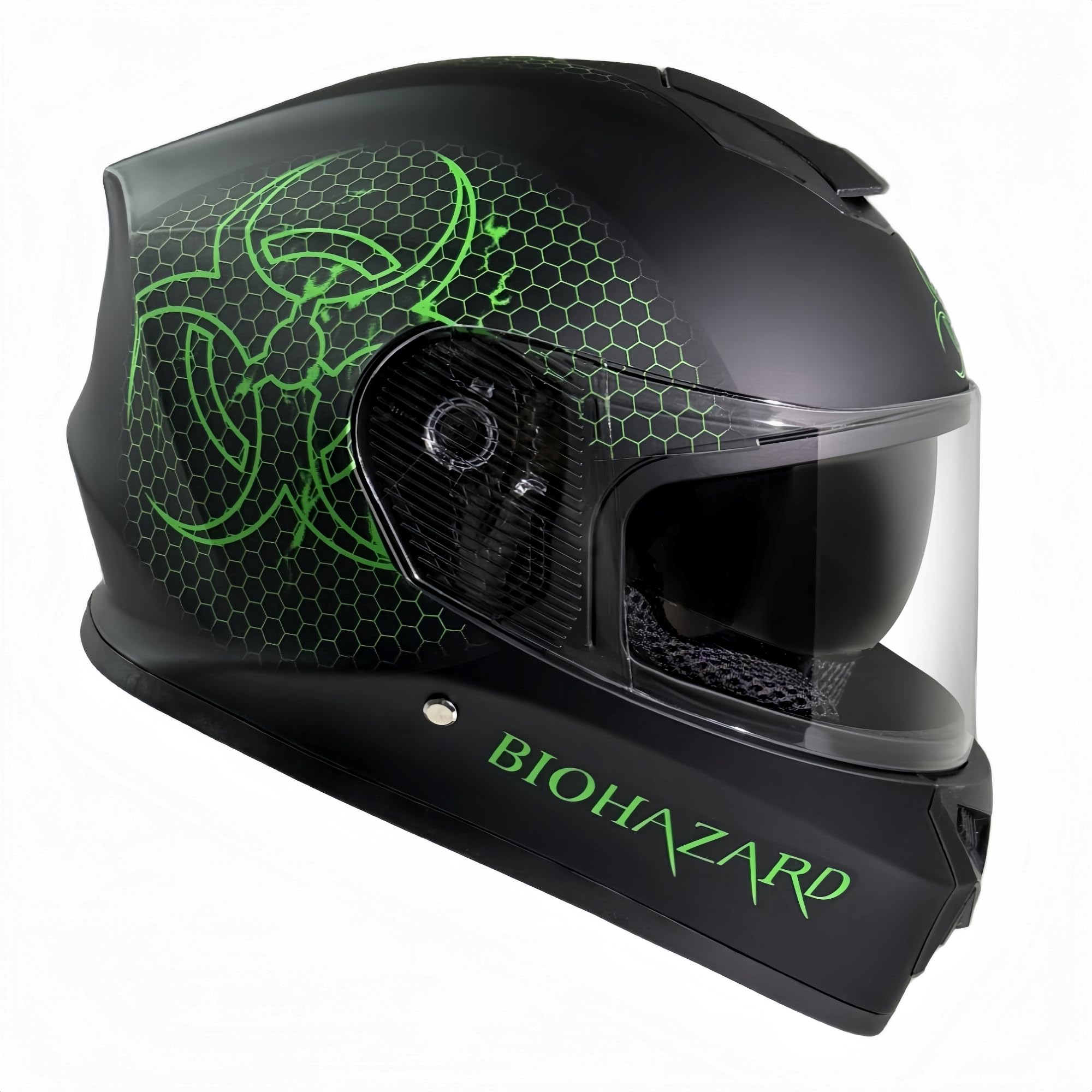 Kinder Integralhelm Bio-Hazard AHP – Motorradhelm für Kinder, ABS-Schale, robuster Kinderhelm für Downhill, Quad und Motocross, grün