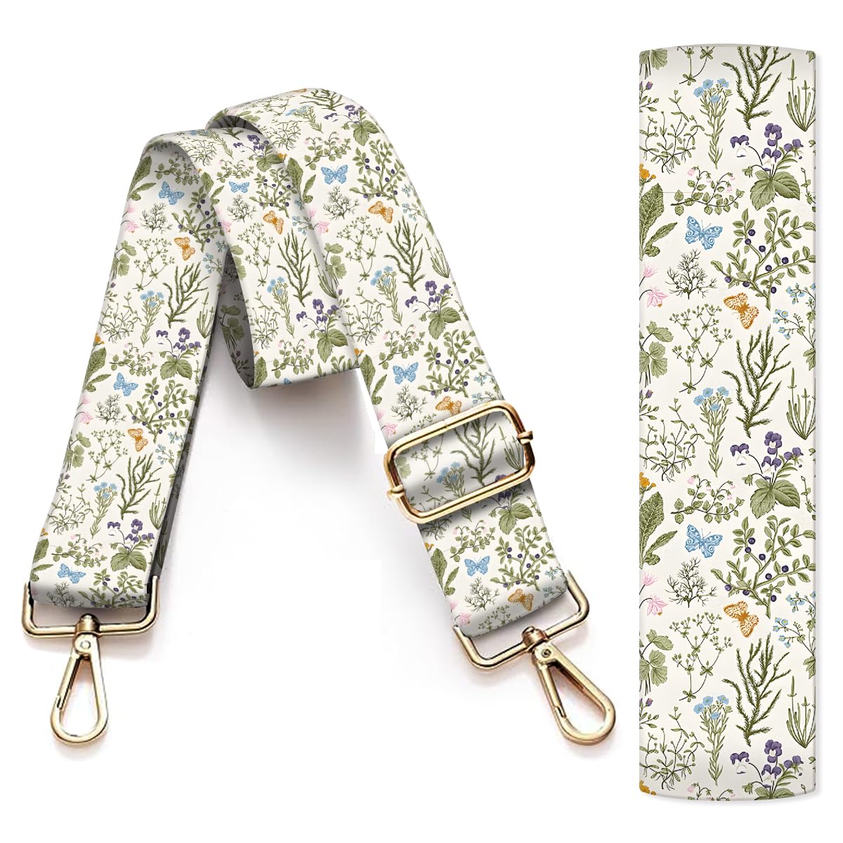 AIOGPD Purse Strap Replacement Crossbody, 3.8cm Wide Shoulder Strap Adjustable Replacement Belt Gold Buckle, Handbag Crossbody Bag Strap Cute Leaf