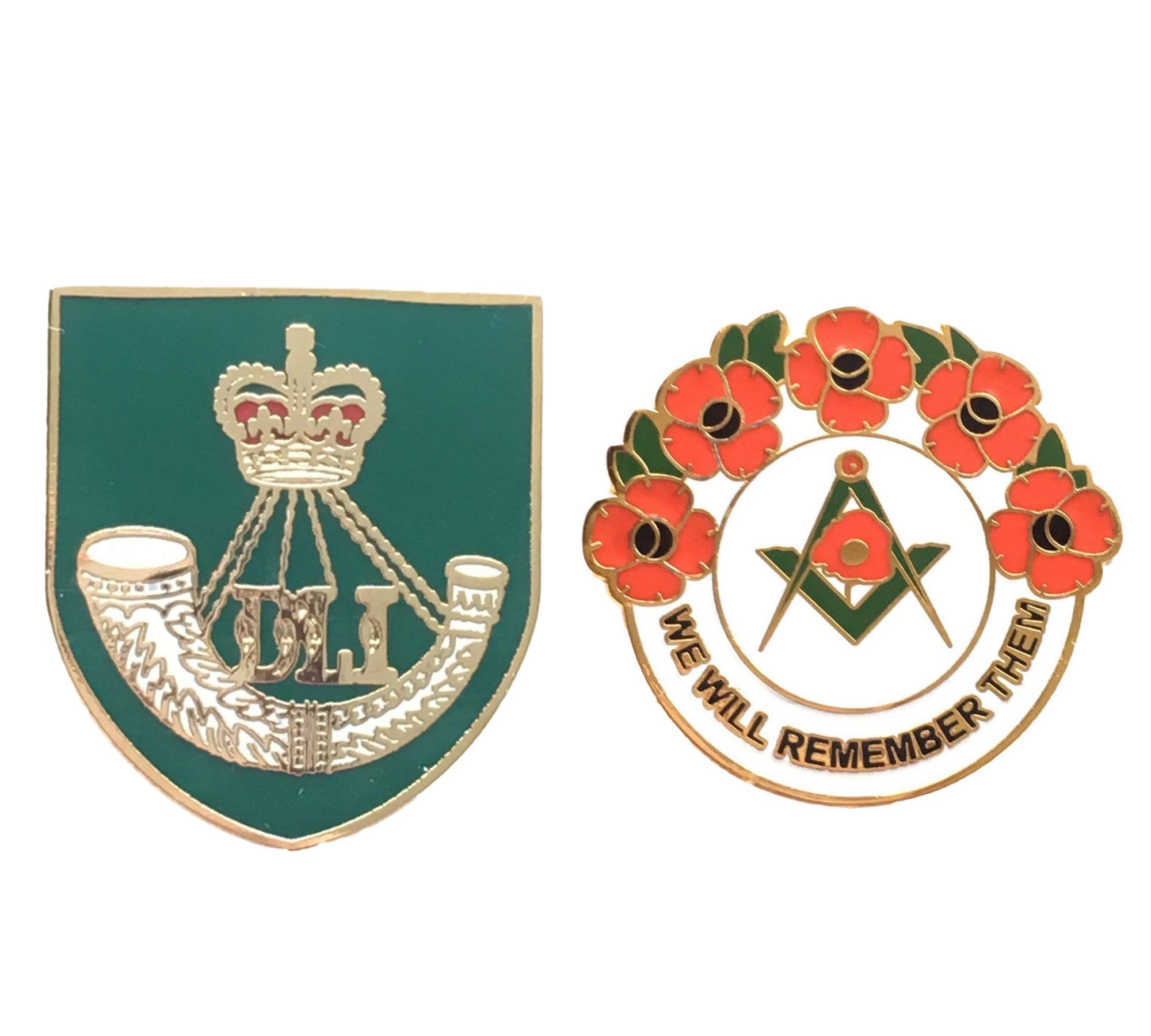 Smartbadge® Durham Light Infantry British Army Military Badge And Masonic We Will Remember Hard Enamel Lapel Pin Badges