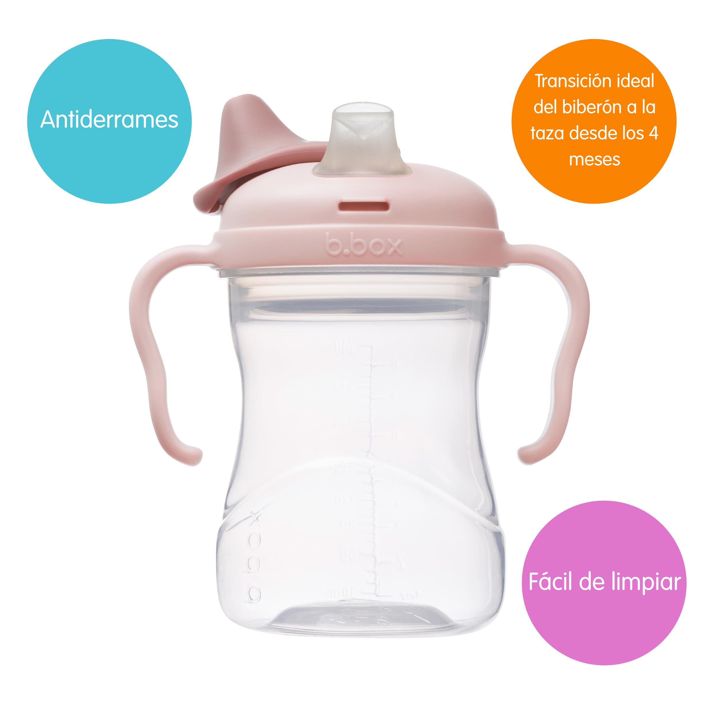 b.box Set ahorro 3 en 1 para niños pequeños | Una taza, tres tapas para apoyar el proceso de hidratación de bebés y niños pequeños. Sin BPA, apto para lavavajillas | Desde 4 meses | 240 ml