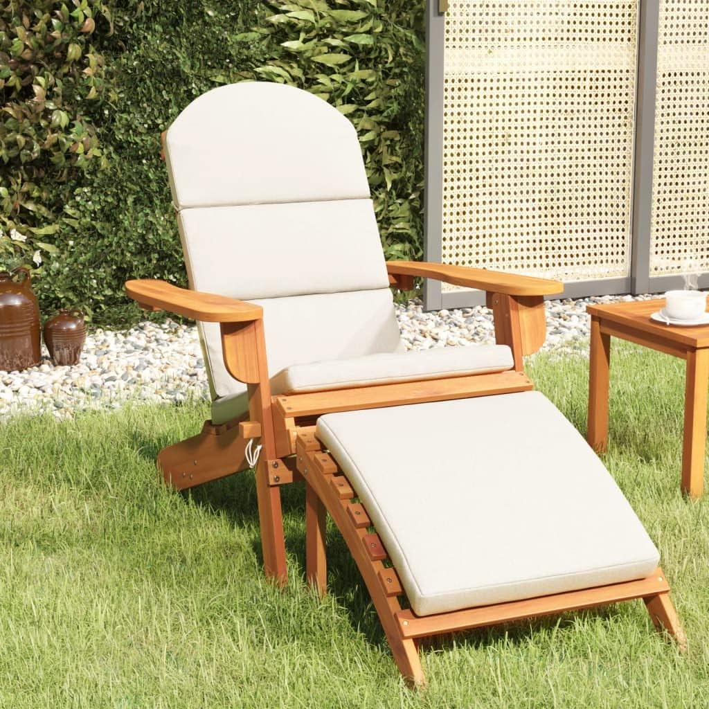Patio Chair with Footrest,Camping Chair,Patio Armchairs,Lawn Chairs,Deck Chair,Club Chairs,Bistro Chairs,Lounge Chairs,for Garden,Backyard,Lawn,Porch,Poolside,Balcony,Solid Wood Acacia