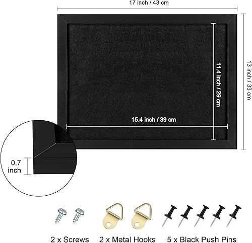 Miniatura 2 de Tablero de anuncios de corcho, marco negro, tableros de corcho para paredes con fieltro, tablero decorativo para colgar en casa, escuela, oficina,