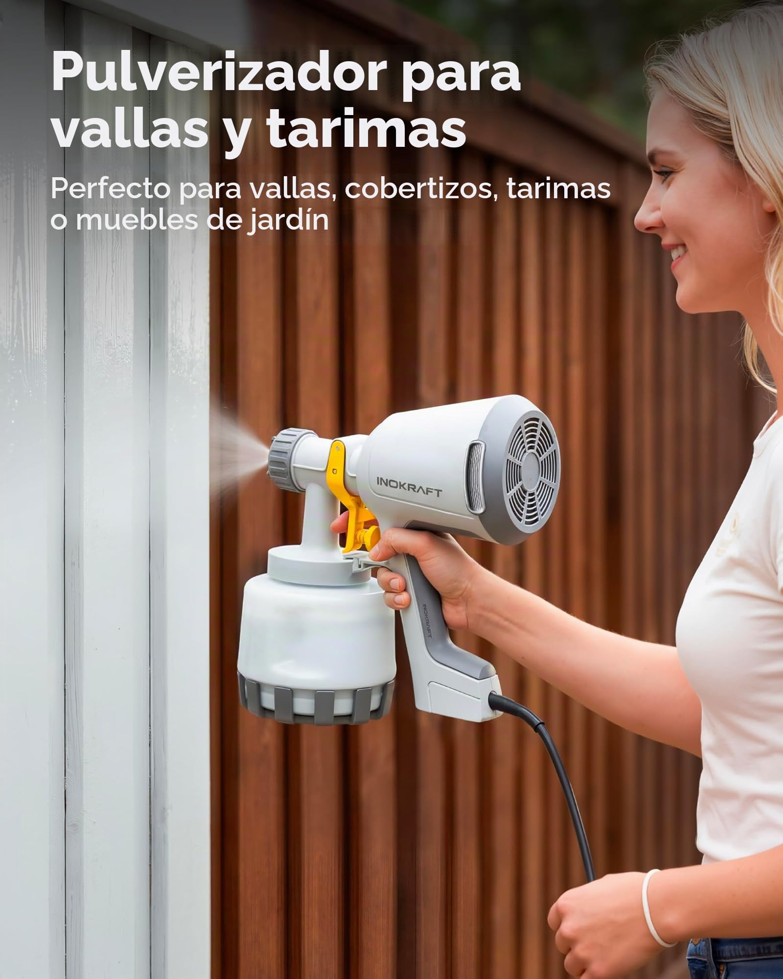 InoKraft Pulverizador de pintura, 1200 ml, HVLP incluye 3 boquillas, 3 patrones y kit de limpieza completo para pintura de casa, muebles, armarios, compatible con manchas, selladores y pinturas de