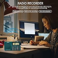 Vista 9 de Portable AM/FM Radio, Digital Radio Recorder, Bluetooth 5.0, Alarm and Sleep Function, 12/24H Time Display with Large Digital Display Verde