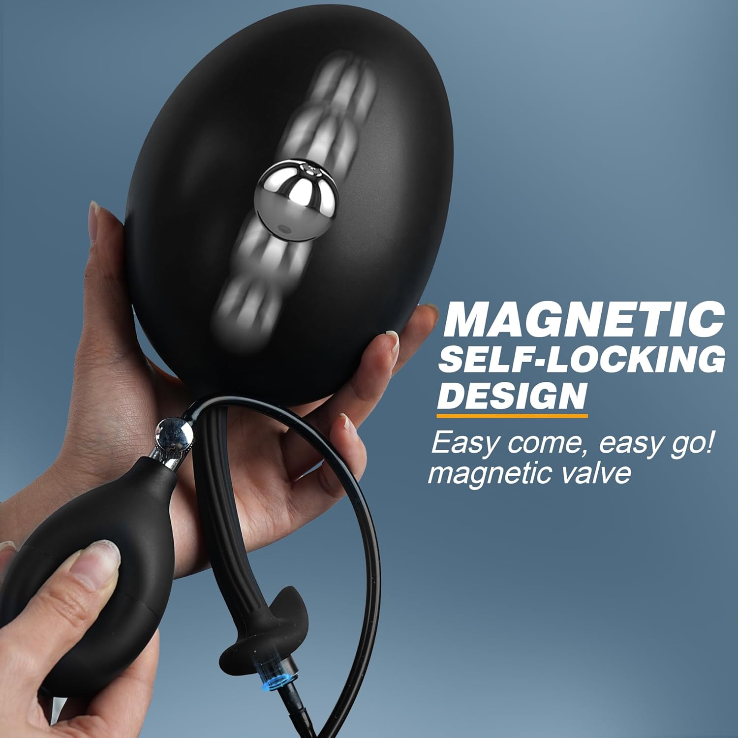 Inflatable Butt Plug Large Butt Plug - AMPLPUMP Magnetic Inflatable Dildo Wearable Huge Buttplug with Rolling Steel Ball, Anal Trainer Stretcher Silicone Expander, Adult Toys for Men Women