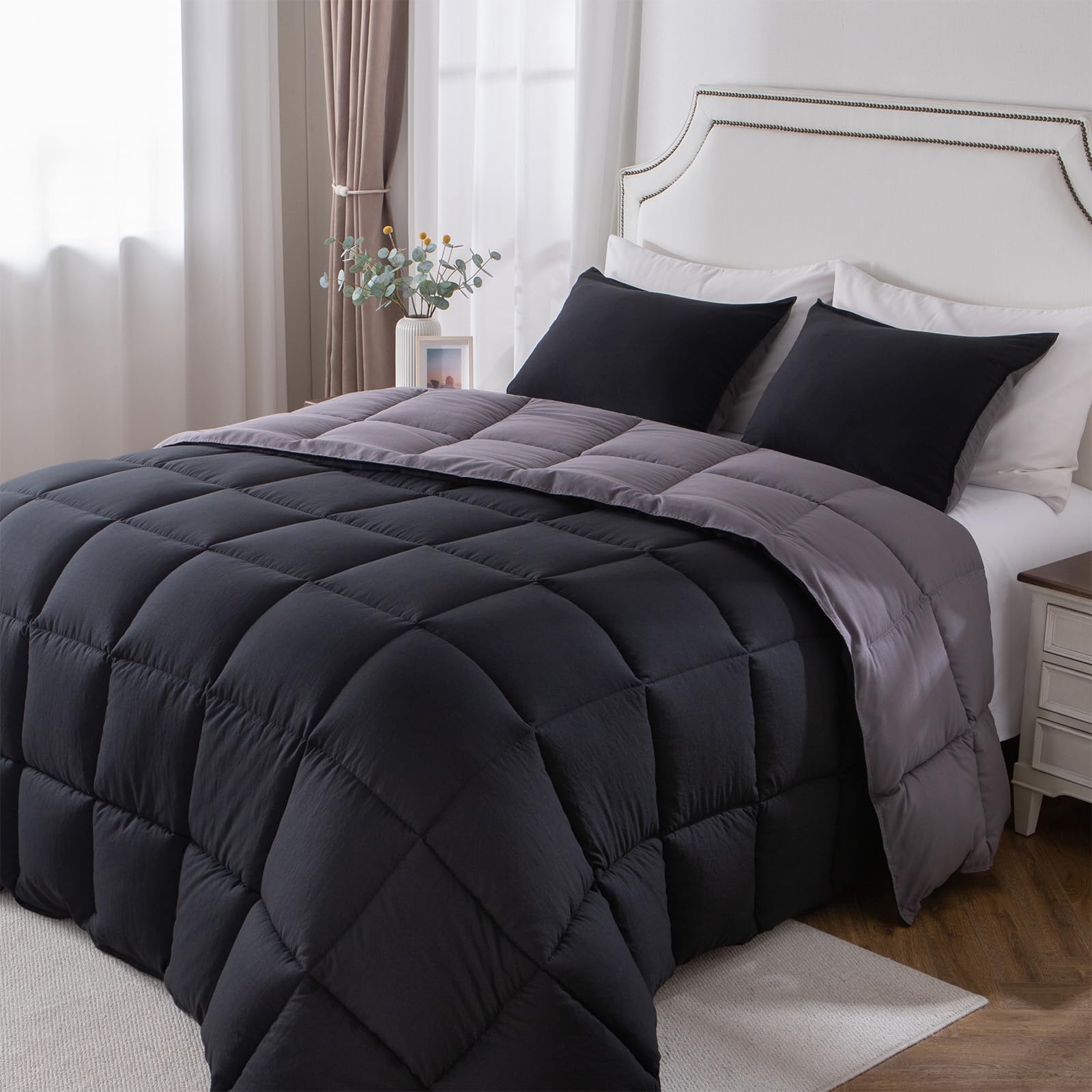 Edredón King KASENTEX reversible bicolor y ligero para cama de invierno y verano