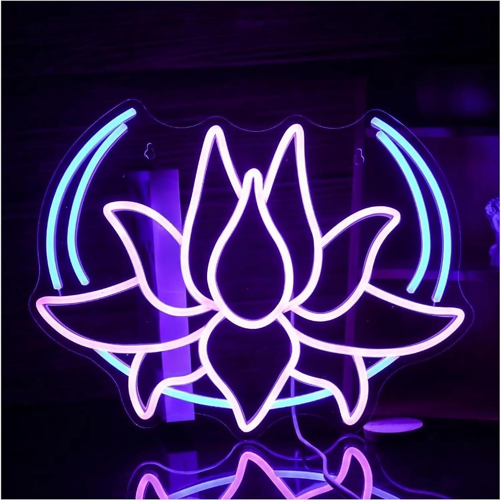 Per insegna al Per neon a forma di fiore loto per decorazione murale luce dimmerabile