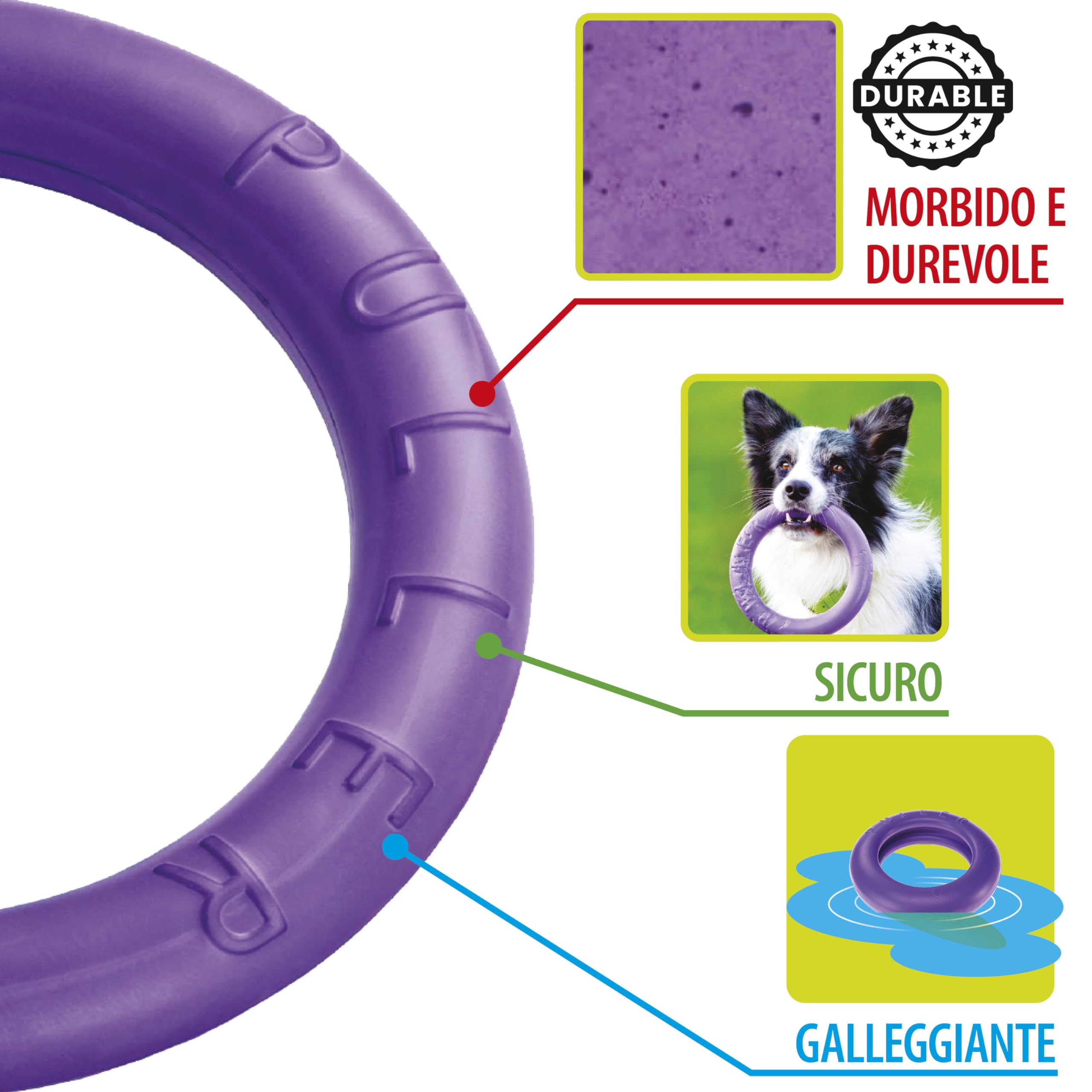 Ferplast Gioco Cane, Anello Addestramento Cani da Masticare, per Corsa, Salto, Tiro, Materiale Robusto Atossico, Galleggiante, PULLER MAXI, Giochi per Cane Grande, 1 Anello Fitness