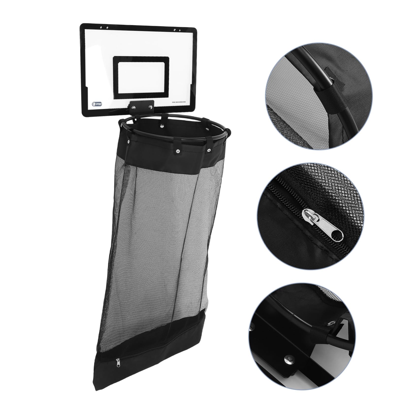 Baluue Basketball Hoop Schwarz Wäschekorb mit Reißverschluss