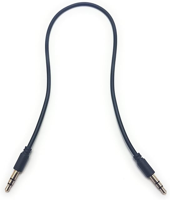 MainCore 30cm Long Pro Slim Black 3.5mm Jack to Jack Stereo Audio Cable Lead GOLD Connectors For Mobile, Phones, Computers, Laptops, Mp3 Players, Portable Speakers, Headphones, HIFI