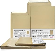 Netuno 50 Brown C4 & + 50 C5 Large Shipping Envelopes Left Window Large Commercial Envelopes for A4 Letters Documents Invoice Mailing Envelopes