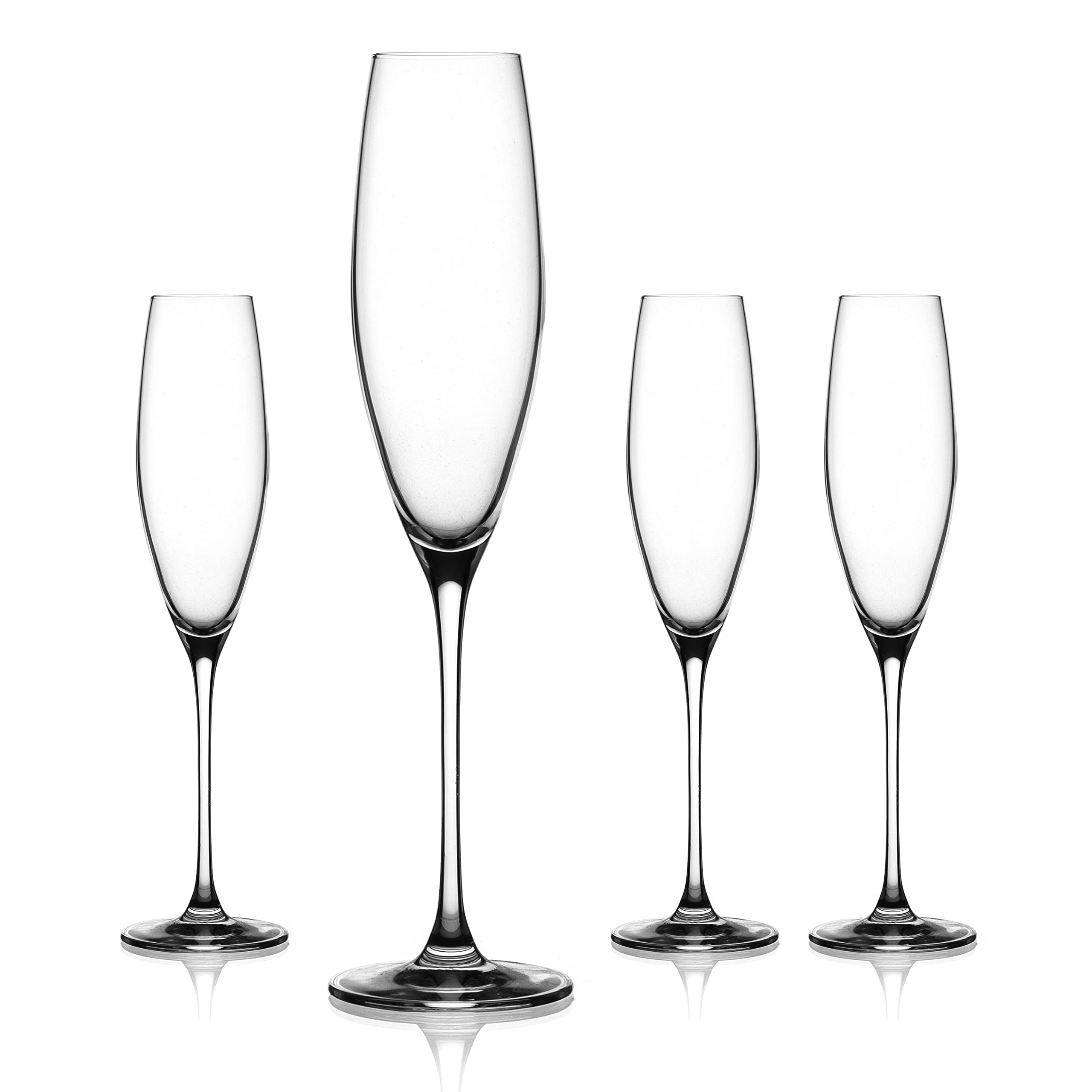 DIAMANTE Crystal Glasses - Plain Premium Crystal - Neo (4, Champagne Flute), Champagne Glasses, Prosecco Glasses, Cava Glasses