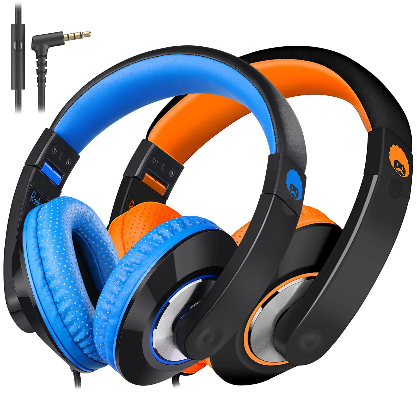 rockpapa Comfort+ Kids Headphones with Microphone, Boys Girls Student Over-Ear Headphones Wired Foldable for School Classroom Laptop PC Computer