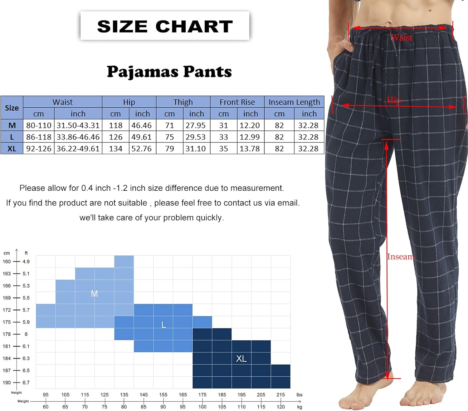 Flannel Mens Pajama Pants 3 Pack Cotton Red Plaid Pajamas Bottoms with Pockets Drawstring Lounge Sleepwear Christmas PJ - Image 7