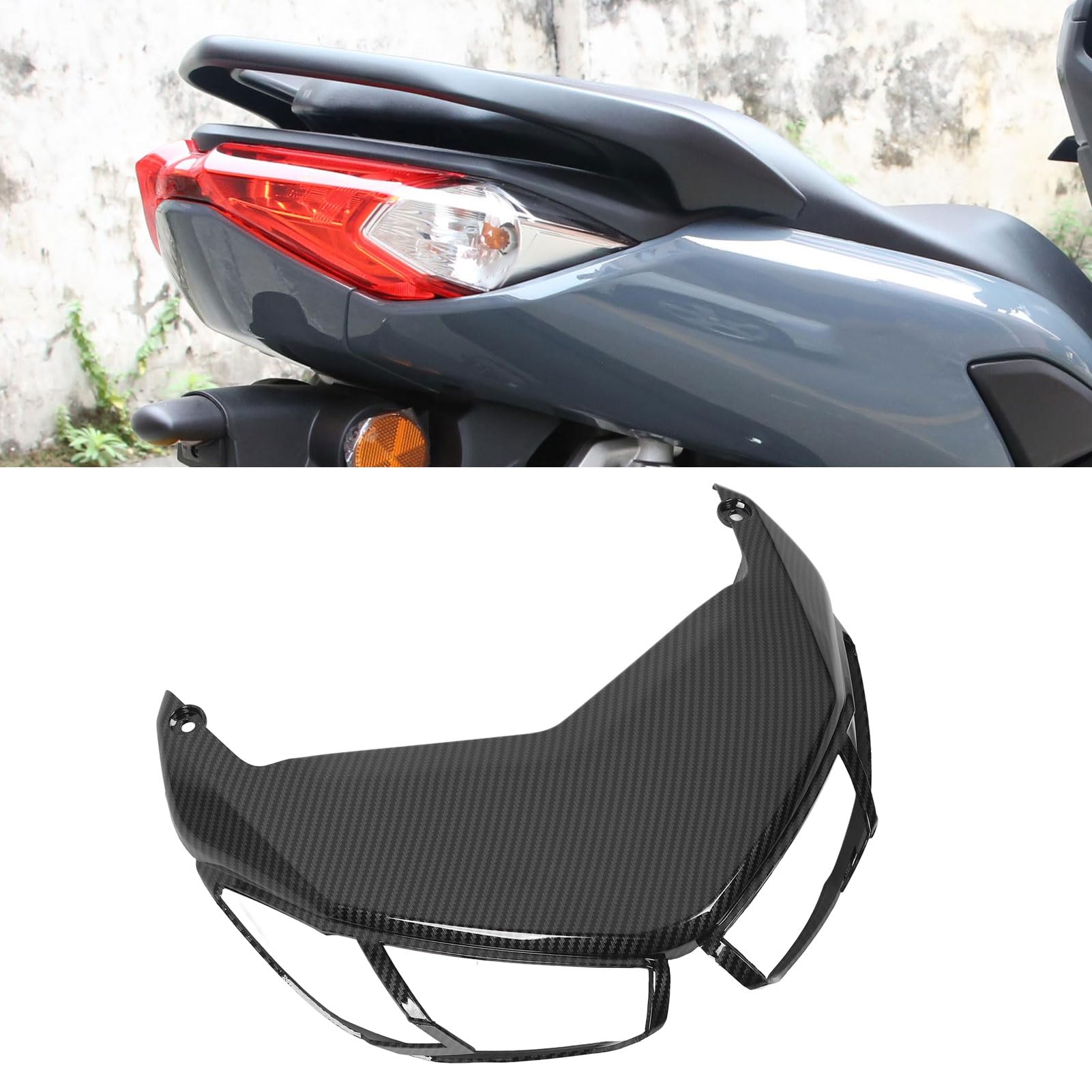 Cubierta de Luz Trasera Estilo Fibra de Carbono para NMAX 125155 2020-2024, Diseño Elegante y ABS Duradero, Fácil Instalación con Tornillos Originales Fijos