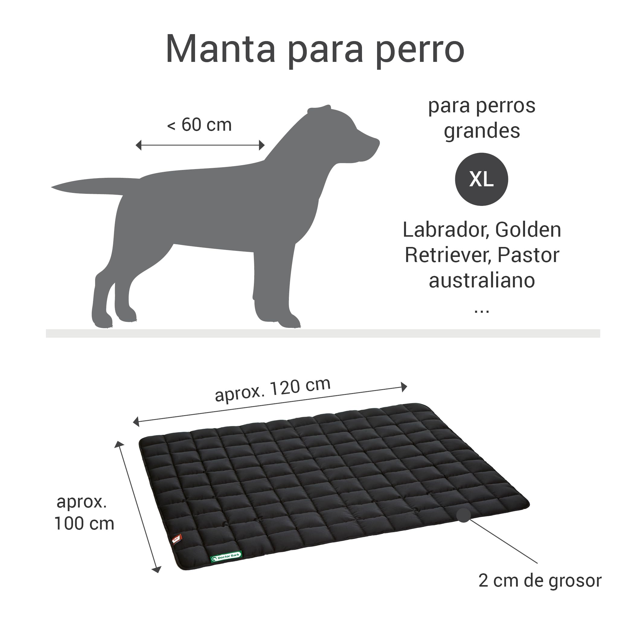 Doctor Bark Manta de Perros, Robusto, Lavable a 95 ° C - Disponible en Diferentes tamaños y Colores