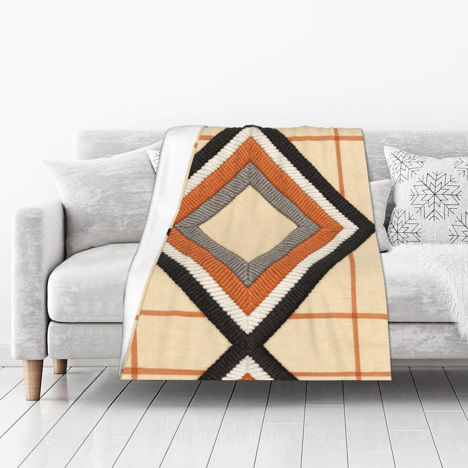 DUYIOKH Layered Diamond Embroidery Print Thick Throw Blanket, Blanket for Couch Bed Warm Travel Blanket for Camping Movie Night