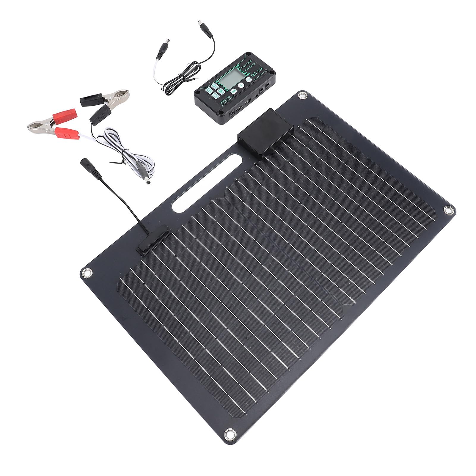 Kit caricatore pannello solare 100W con doppia uscita USB per dispositivi mobili, ideale per e barca, nero monocristallino