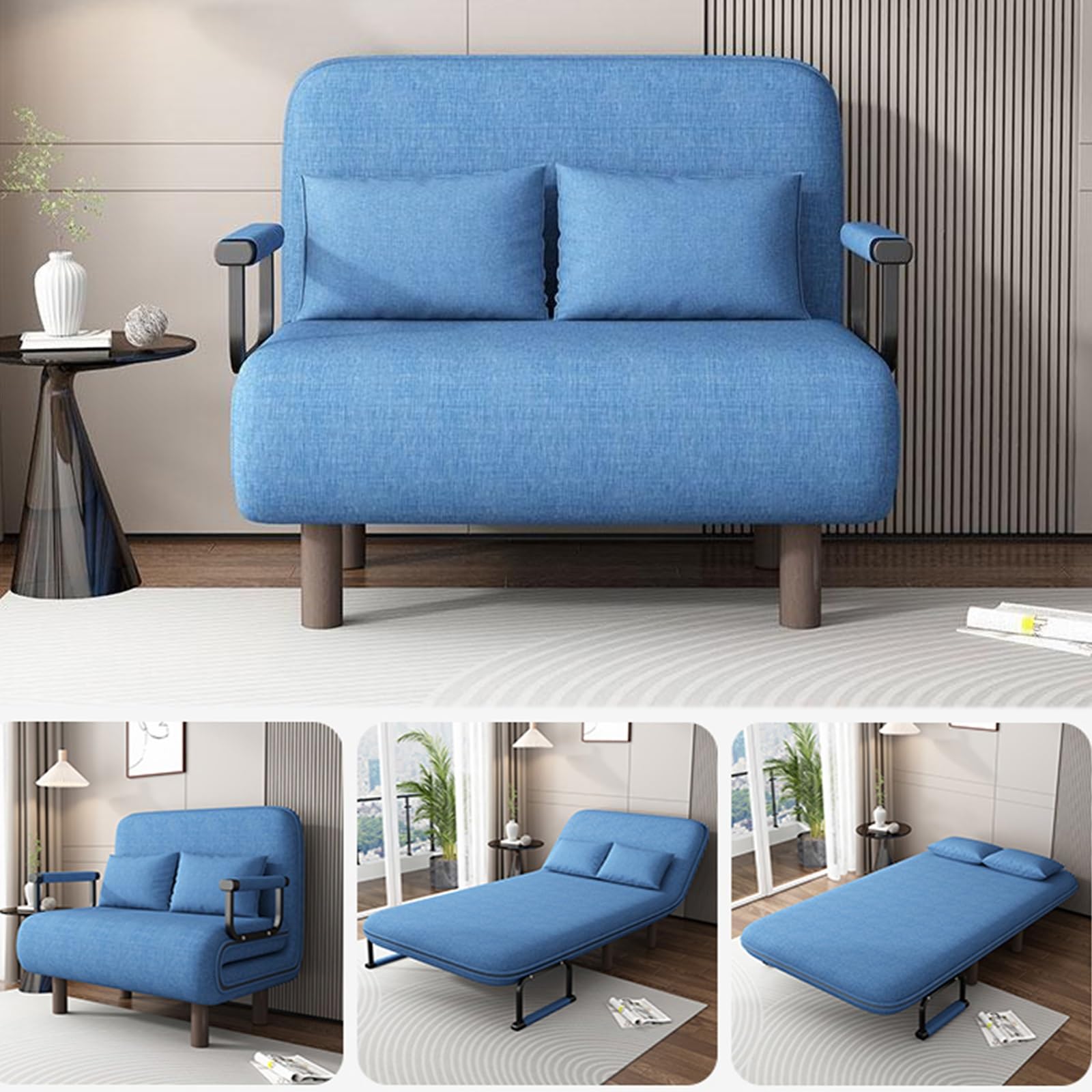 Klappsofa mit Schlaffunktion Modern Baumwoll- und Leinenstoff Ergonomie