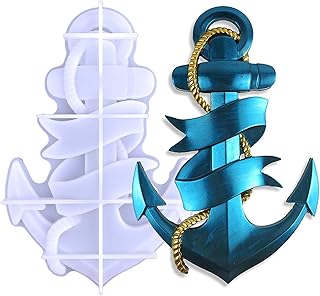 Voaesdk Anchor Ribbon Epoxy Resin Molds, 3D Large Anchor Silicone Resin Molds, Epoxy Casting Molds for Wall Hanging Mount Decor, DIY Wall Door Cabinets Home Office Decoration Xmas Gifts