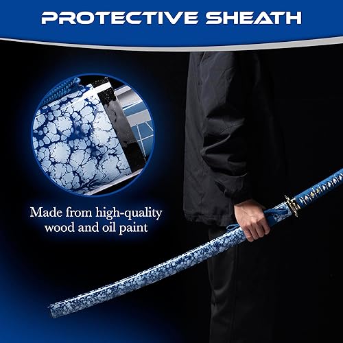 Miniatura 13 de Real Katana - Espada samurái japonesa, regalo único para hombres, hoja de acero de alto carbono de espiga completa, memorable para entusiastas