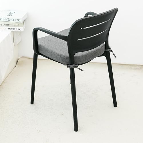 Miniatura 8 de Helios&Hestia Cojines para sillas de comedor de interior con lazos para cocina, cojines de asiento para exteriores con funda extraíble, parte Gris