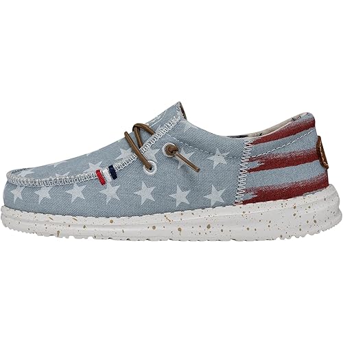 Hey Dude Men's Wally Patriotic | Men's Loafers | Men's Slip On Shoes | Comfortable & Light-Weight