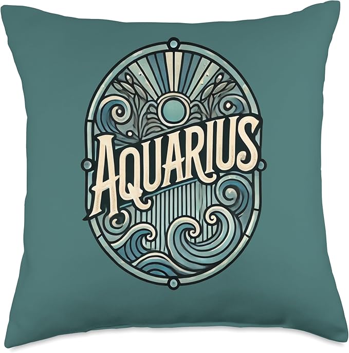 Aquarius Zodiac Art Astrology Sign Design Birthday Throw Pillow