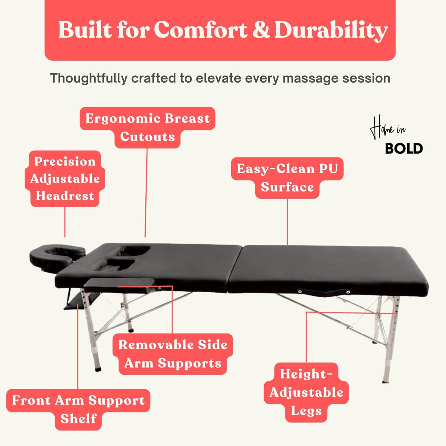 Home in Bold Massage Table Breast – Ergonomic Breast Support for Massage Comfort, Spa Therapy, Chest Relief, Professional Bodywork & Relaxation Enhancer