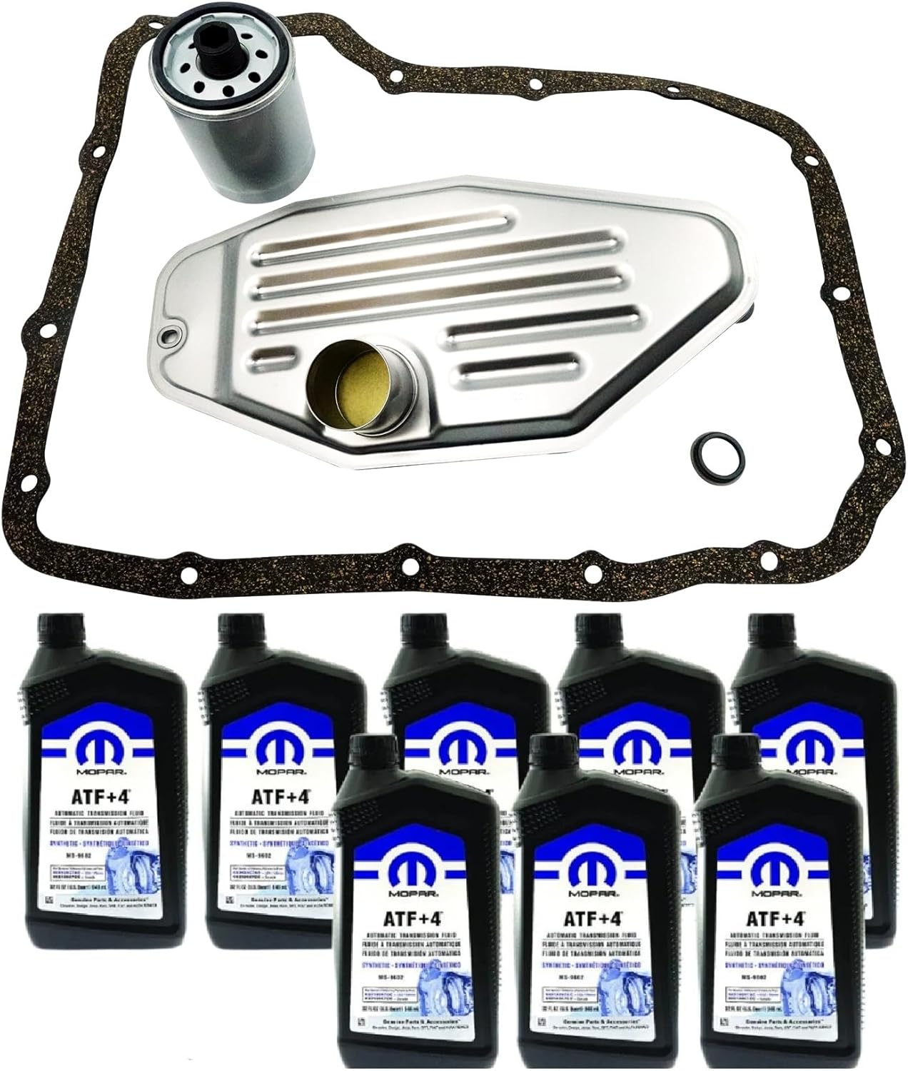 68RFE Transmission Service Kit & Fluid & Premium Cork Rubber Gasket Compatible with 4WD 2007.5-2024 6.7L Cummins 2500/3500 | Replaces # 5013470AC | (8) 68218057AC (68218057AB)