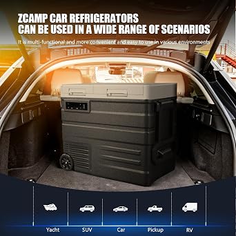 UD55 12V Car Refrigerator,Dual Zone Car Fridge with Wheels,52QT(49.1L) Electric Cooler Portable Freezer,12 Volt Refrigerator -4F~68F,12/24V DC 100-240V AC for Camping, Travel, Truck, RV