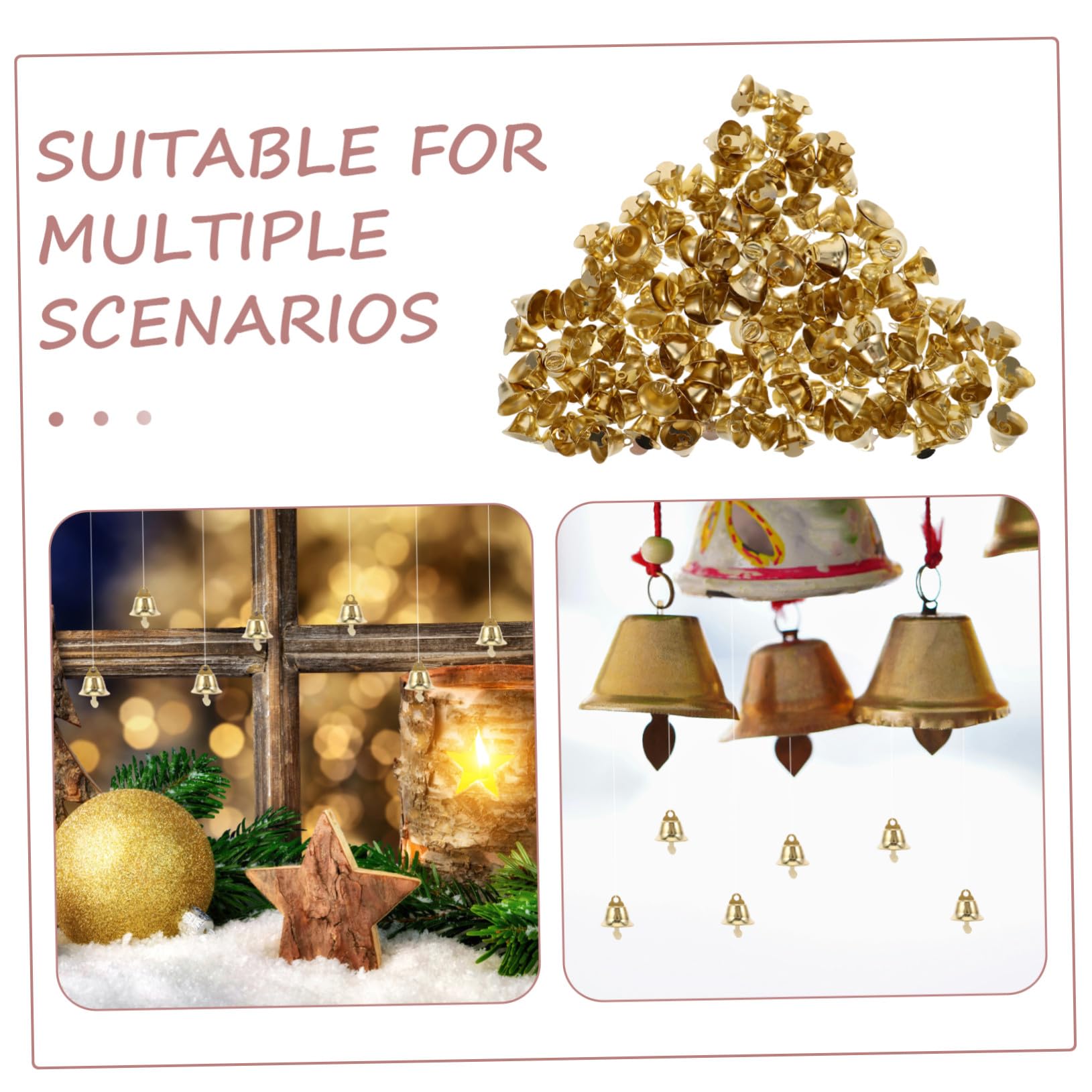 Toyvian 120 Piezas Decoración De Campana Dorado Mini Colgante De Campana Navideña Accesorios para Campanillas De Viento DIY para Árbol De Navidad