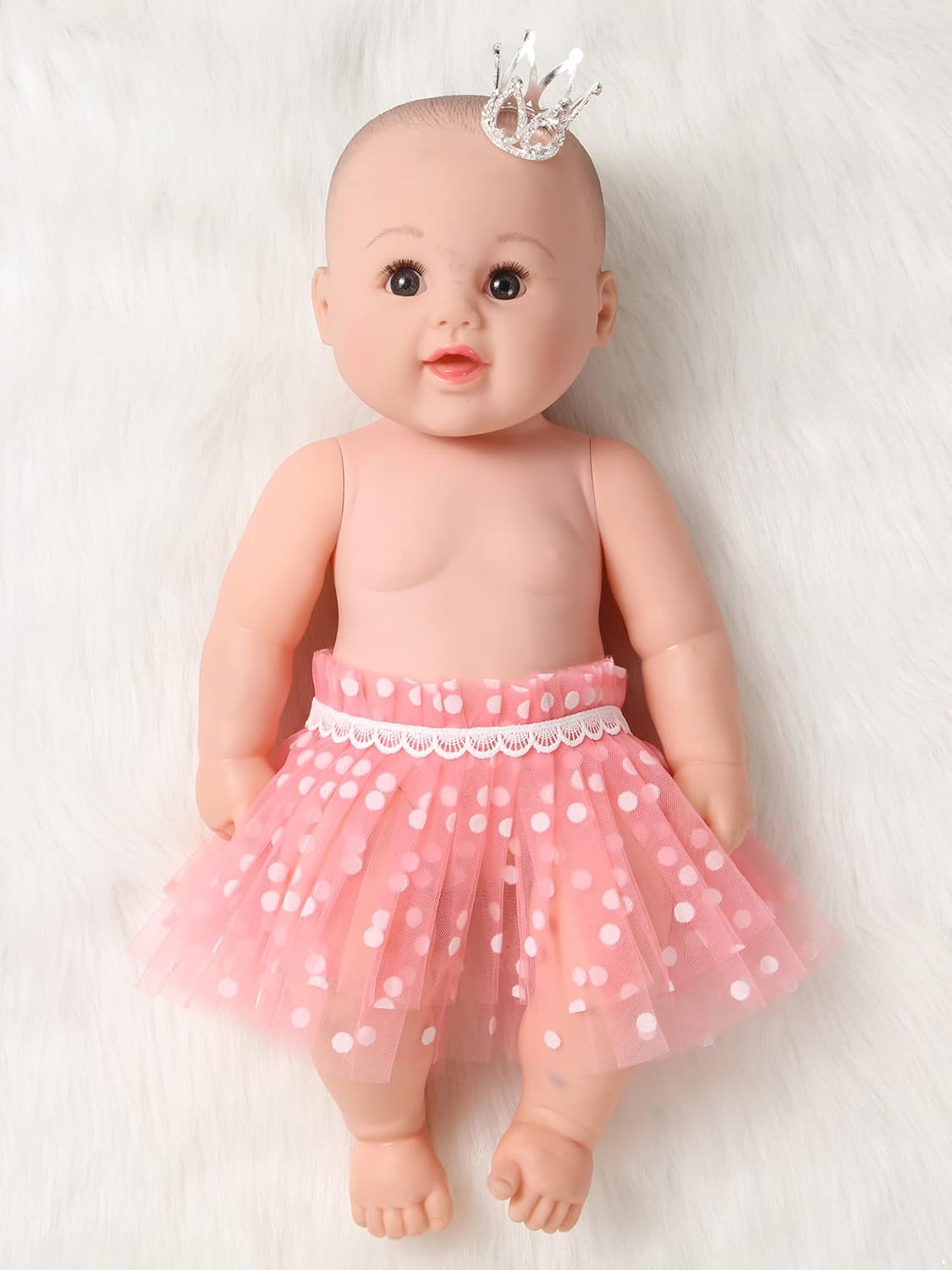 Newborn Baby Girls Outfit Photography Prop Lace Decor Mesh Tutu Skirts with Small Crown Headdress
