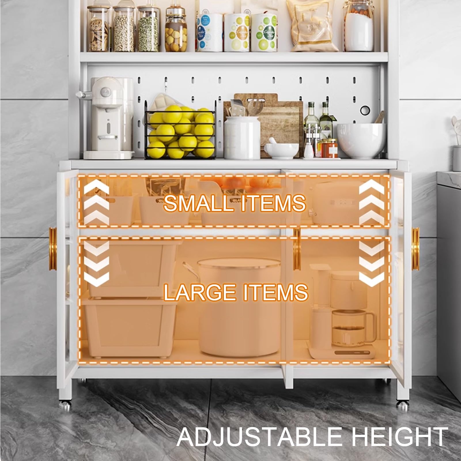 5-stöckiges Bäckerregal, Kaffeebar mit Stauraum, Küchenregal, starke Tragfähigkeit, Weiß, 100 cm