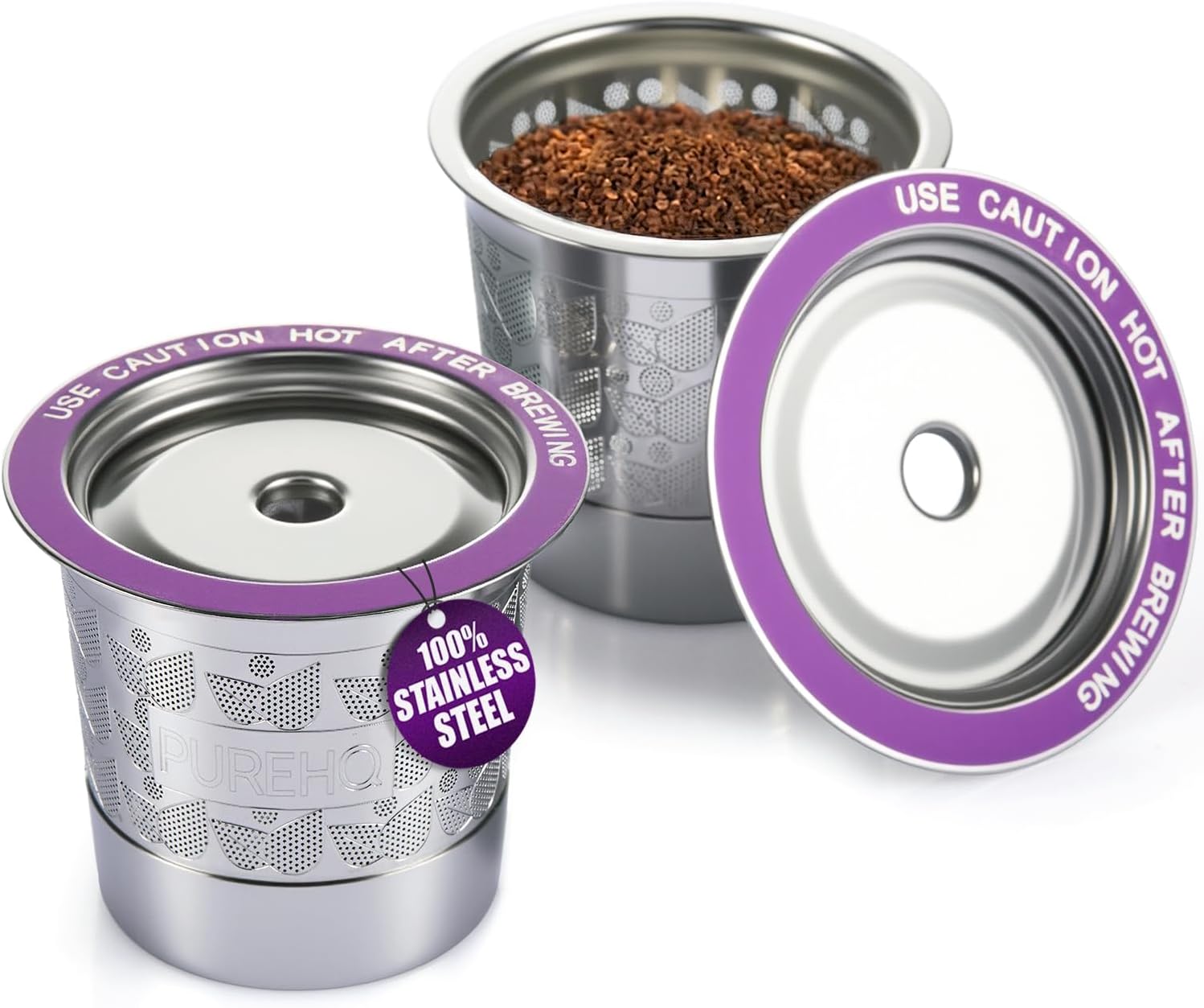 Reusable K Cups for Keurig Coffee Maker - Stainless Steel Filter Pods for Keurig 2.0 Brewers - Metal Refillable K Cup Fits K-Elite, K-Classic - Reusable Single Serve - 2 Pack