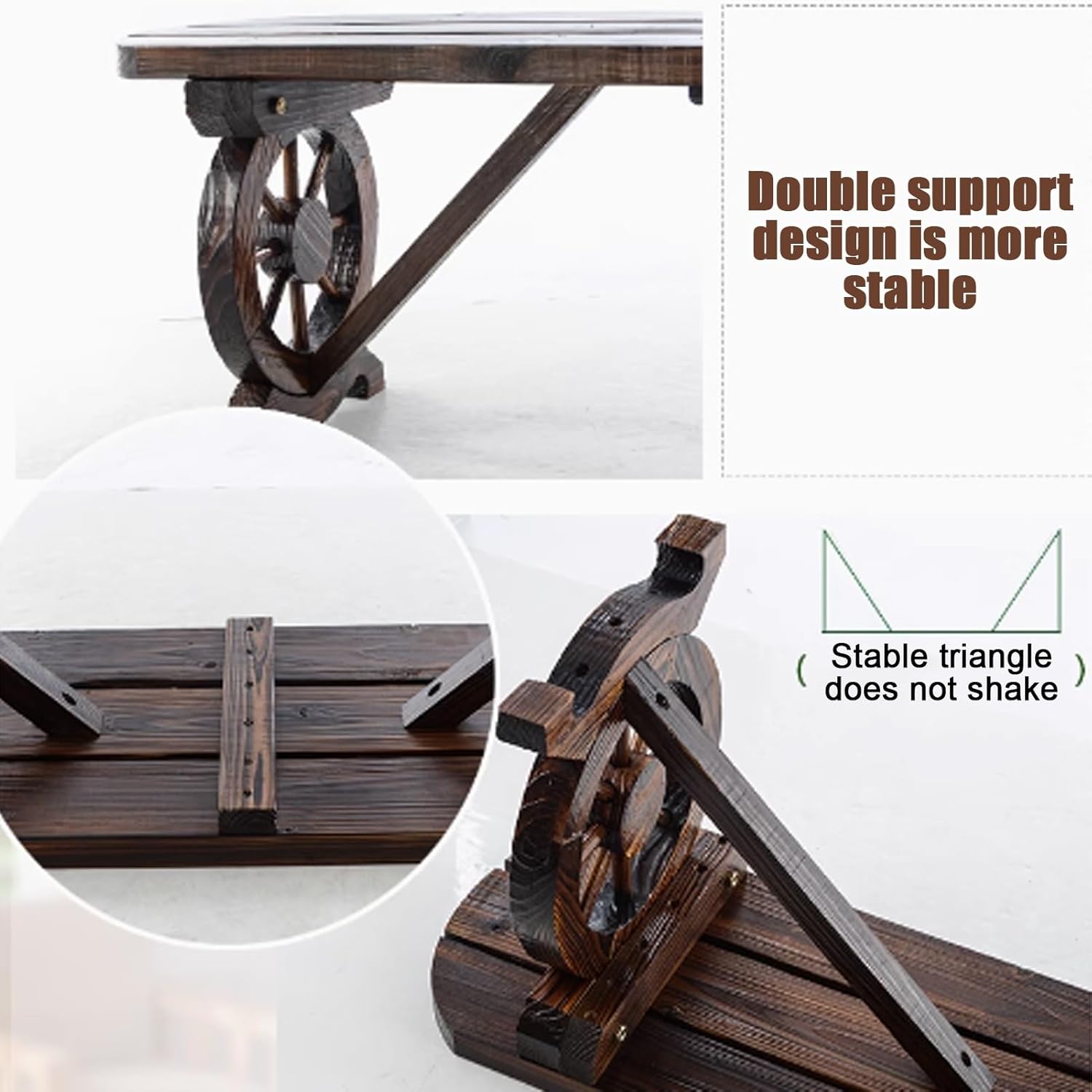 YVYKFZD Outdoor Garden Bench, Wooden Wagon Wheel Park Bench, Loveseat Patio Benches Slatted Seat, Weatherproof Leisure Chair, for Porch, Lawn, Path, Balcony(100x28x38cm/39.3"x11.0"x14.9")