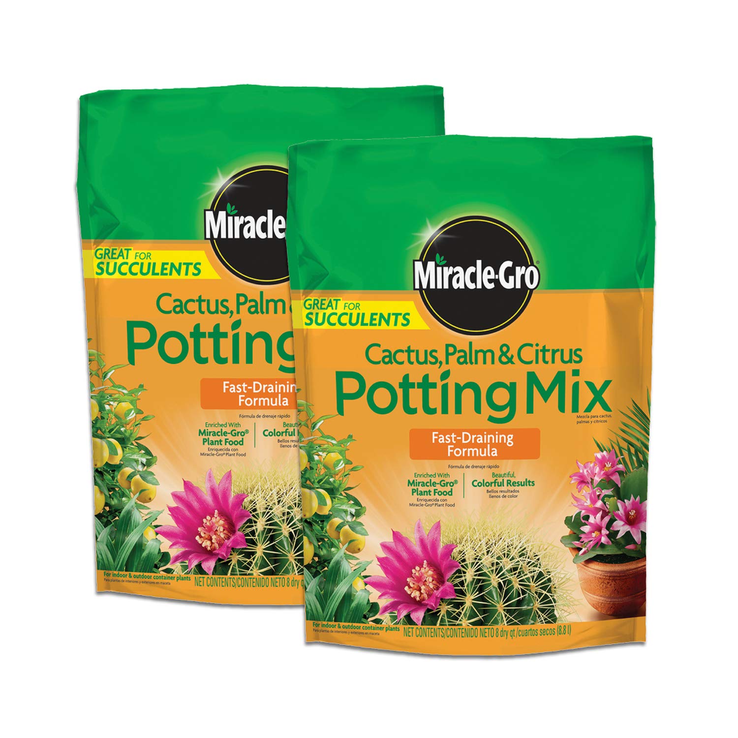 Miracle-Gro Cactus Palm and Citrus Potting Mix for Indoor or Outdoor Potted Plants Great for Succulents 8 qt