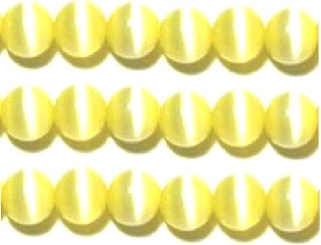 4mm Cats Eye Bead Strands Grade "A" Fiber Optic, 32 Colors to Choose from Yellow