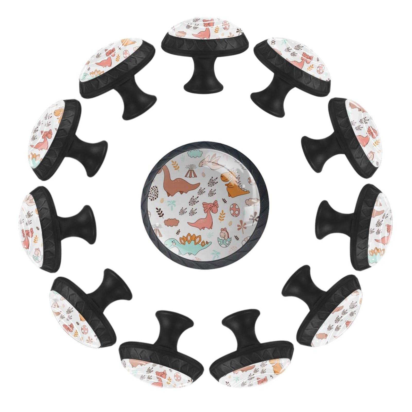 Boutons de tiroir dinosaure 35mm ronds avec empreintes de pieds x12