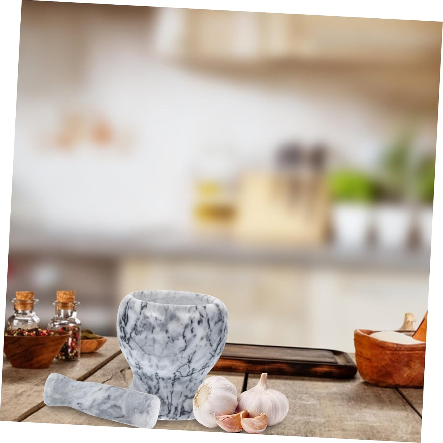 Garlic Press Tool Marble Garlic Masher for Home Grinding Bowl Random Style