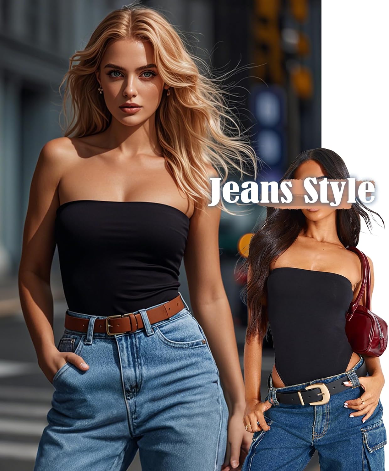 Navneet Women Tube Top Bodysuit Shirt Strapless Sleeveless Body Suits One Piece Leotard - Image 4