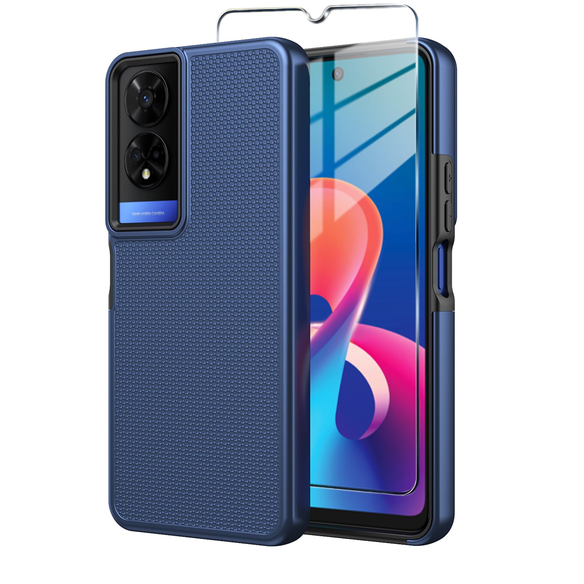 Mocotto for TCL 50 XE Nxtpaper 5G Case with Tempered Glass Screen Protector, Dual Layer Heavy Duty Shockproof Protection Phone Case Cover for 50 XE 5G