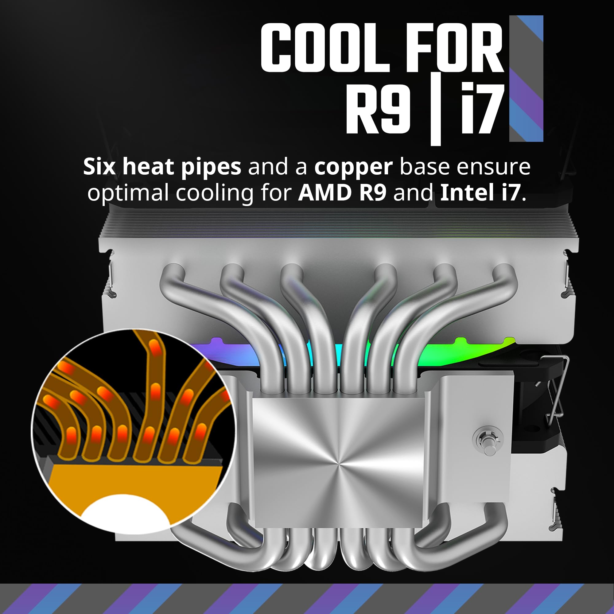 Cooler Master Hyper CPU Cooler, SickleFlow 120 Edge PWM Fan, Aluminum Top Cover, 4 Copper Heat Pipes, 152mm Tall, AMD Ryzen AM5/AM4, Intel LGA 1851/1700/1200 Brackets