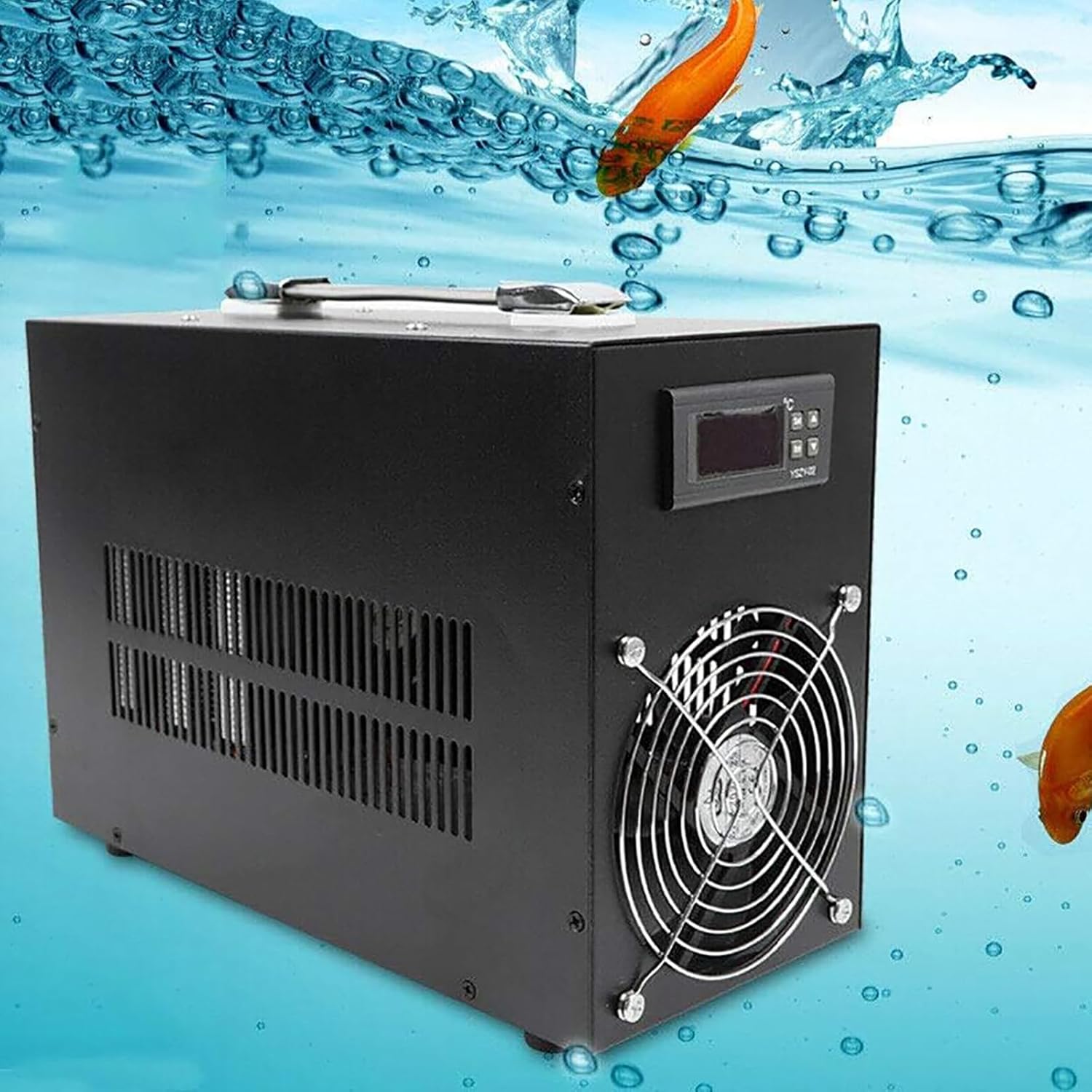 Fish Tank Chiller Water Cooling Machine with Temperature Probe & 2 Quiet Fans for Real-Time Monitoring - Ideal for Aquariums & Hydroponics